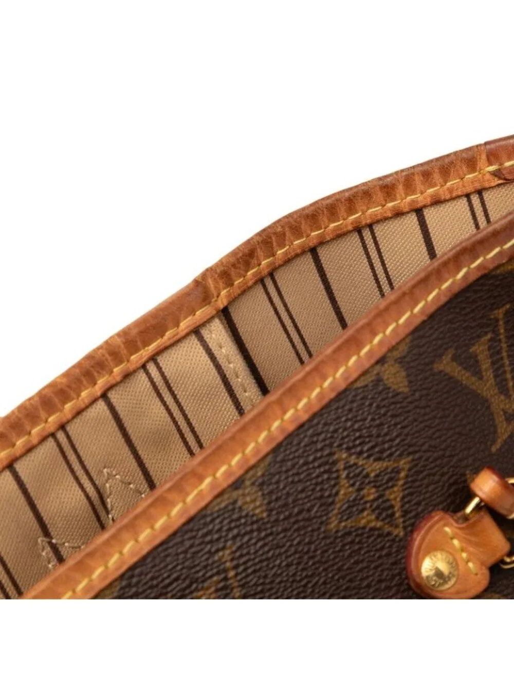 Louis Vuitton Monogram Neverfull MM Tote Shoulder Bag Brown Leather